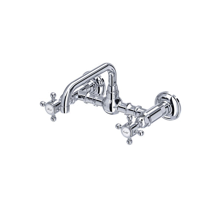 Rohl Acqui Wall Mount Bridge Lavatory Faucet With U-Spout Cross Handles - A1423XM-2