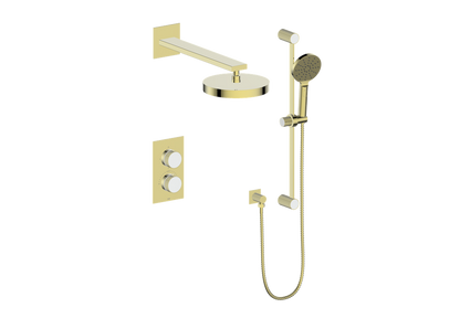 Vogt Mond 2-Way Thermostatic Shower System With Rough-In Valve, Brushed Gold