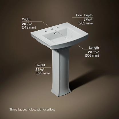 Kohler Archer 24" Rectangular Pedestal Bathroom Sink