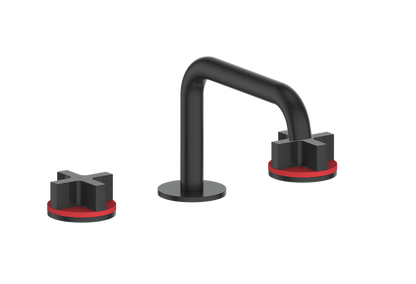 Vogt Mond 8" C.C. Lavatory Faucet With Pop-Up Drain Angular Spout in Black