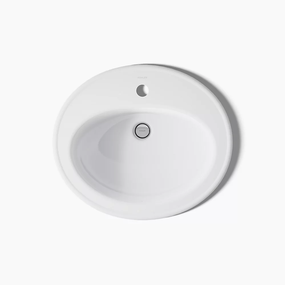 Kohler Pennington 20-1/4" Oval Drop-In Bathroom Sink With Faucet Hole