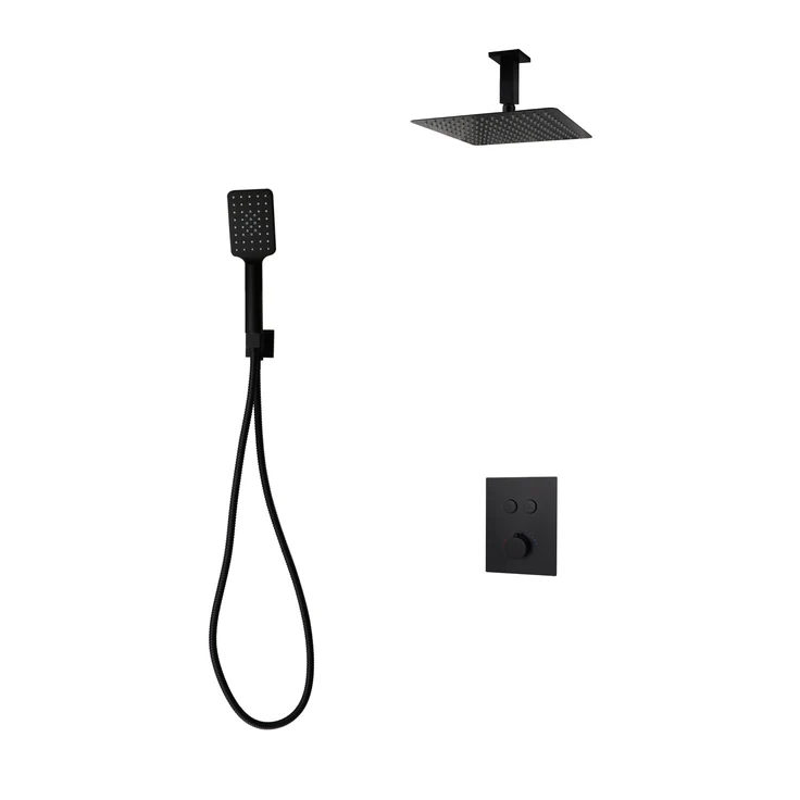 Kodaen Amber Push-Button Two Way Thermostatic System, 10" Shower Head