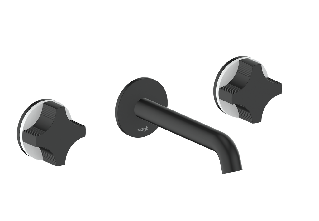 Vogt Mond 8" C.C. Wall-Mount Lavatory Faucet in Matte Black, Trim Only