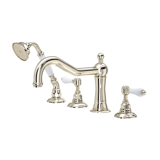 Rohl Acqui 4-Hole Deck Mount Tub Filler Porcelain Lever Handles - A1404LP