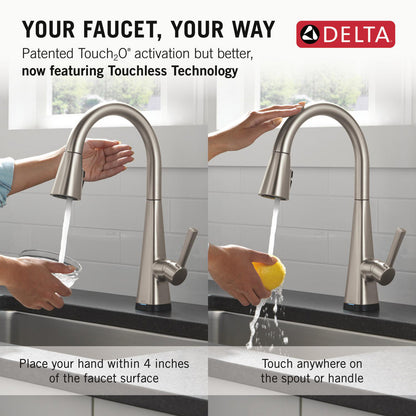 Robinet de cuisine Delta Lenta Touchless avec douchette extractible