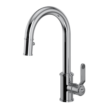 Perrin & Rowe Armstrong Pulldown Bar And Food Prep Faucet With C-Spout Dual Spray 1.8 GPM