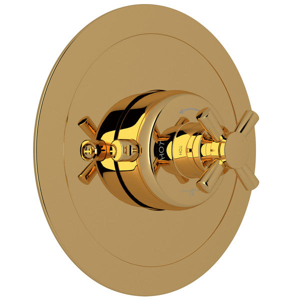 Perrin & Rowe Holborn 3/4" Round Thermostatic Trim Without Volume Control, Cross Handle