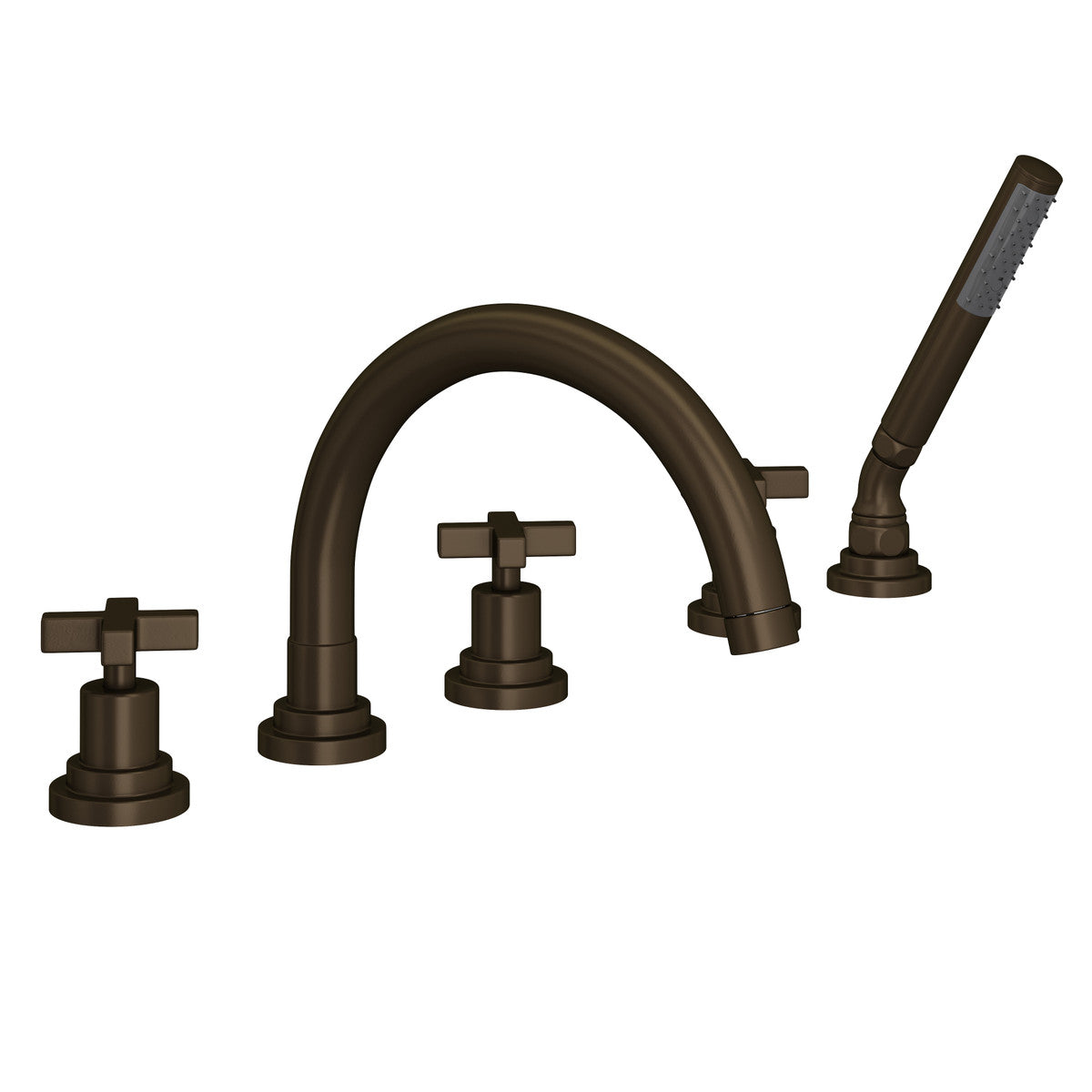 Rohl Lombardia 5-Hole Deck Mount Tub Filler With C-Spout & Cross Handles - A2214XM