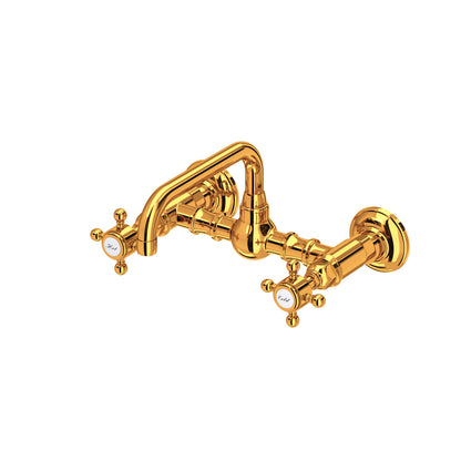 Rohl Acqui Wall Mount Bridge Lavatory Faucet With U-Spout Cross Handles - A1423XM-2