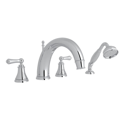 Perrin & Rowe Georgian Era 4-Hole Deck Mount Tub Filler With C-Spout Lever Handle