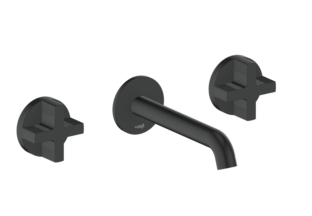 Vogt Mond 8" C.C. Wall-Mount Lavatory Faucet in Matte Black, With Rough-In