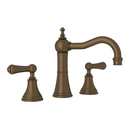 Perrin & Rowe Georgian Era Widespread Lavatory Faucet With Column Spout, Metal Lever Handle