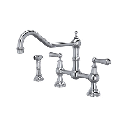 Perrin & Rowe Edwardian Bridge Kitchen Faucet With Sidespray