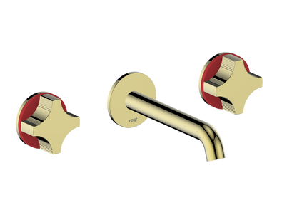 Vogt Mond 8" C.C. Wall-Mount Lavatory Faucet in Brushed Gold, Trim Only