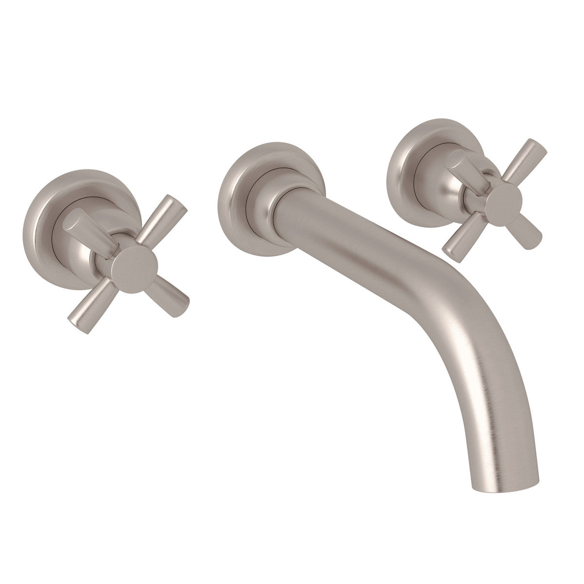 Perrin & Rowe Holborn Wall Mount 3-Hole Tubular Spout Tub Filler Trim, Cross Handle