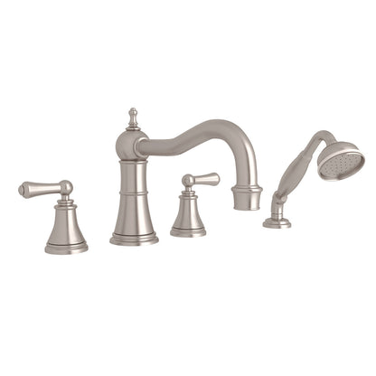 Perrin & Rowe Georgian Era 4-Hole Deck Mount Tub Filler With Column Spout Lever Handle