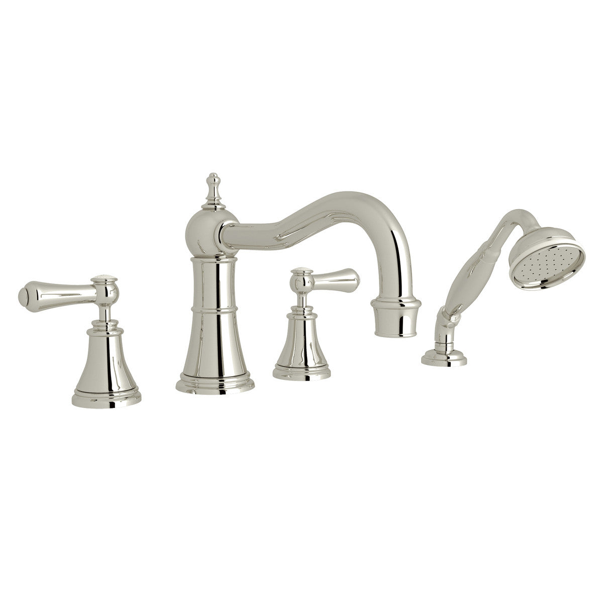 Perrin & Rowe Georgian Era 4-Hole Deck Mount Tub Filler With Column Spout Lever Handle Porcelain Caps