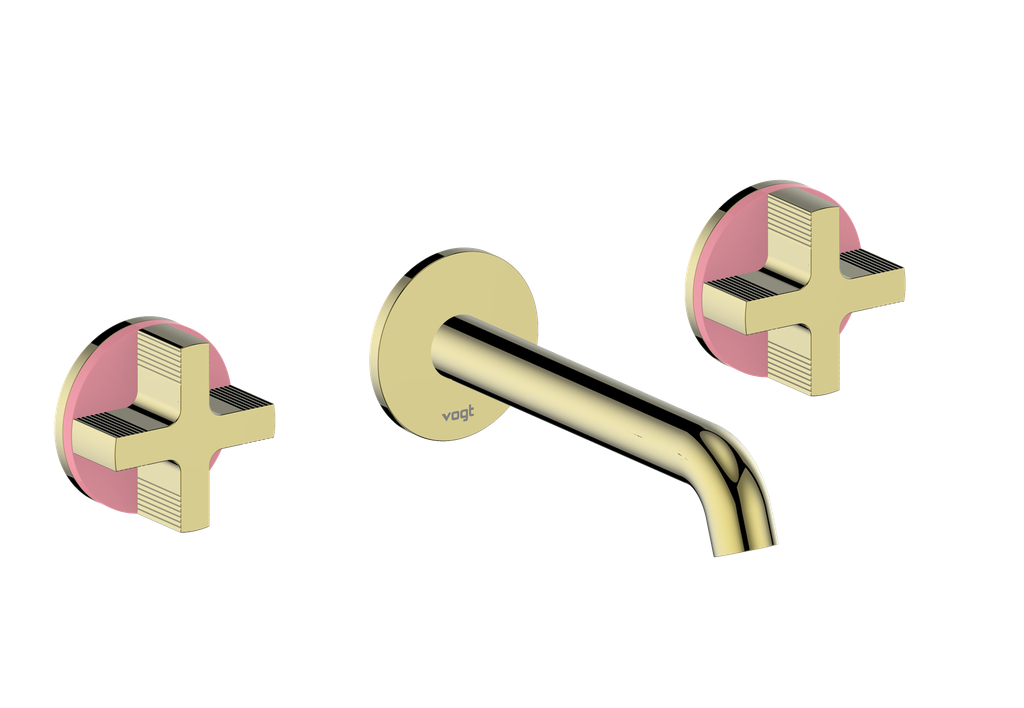 Vogt Mond 8" C.C. Wall-Mount Lavatory Faucet in Brushed Gold, With Rough-In