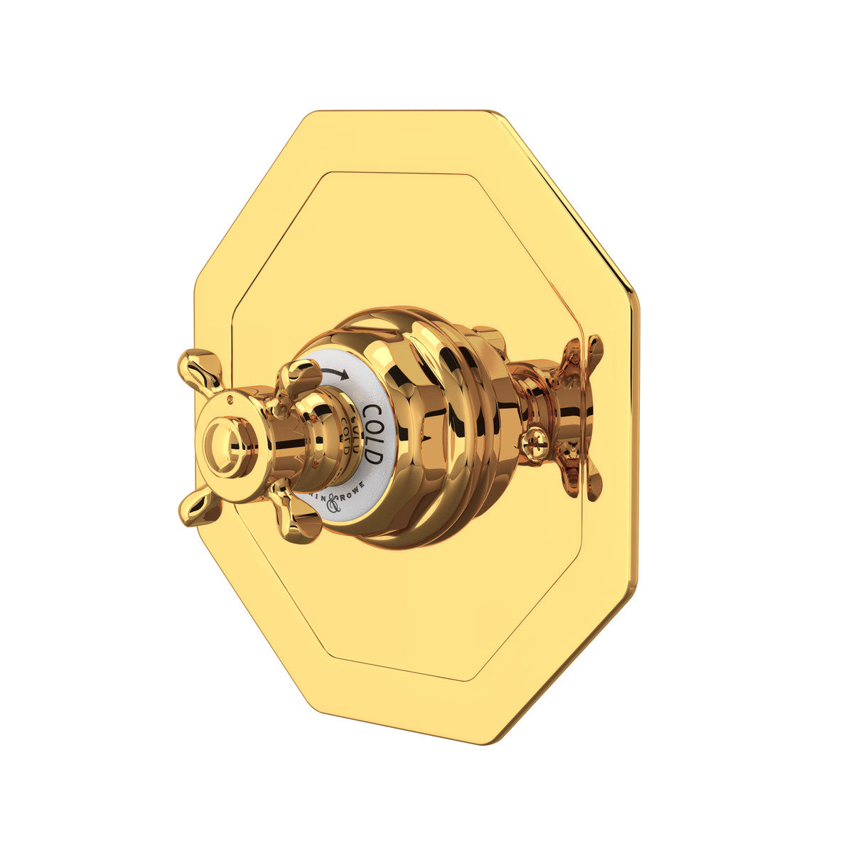 Perrin & Rowe Edwardian 3/4" Octagonal Thermostatic Trim Without Volume Control, Cross Handle