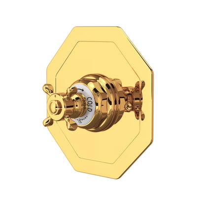 Perrin & Rowe Edwardian 3/4" Octagonal Thermostatic Trim Without Volume Control, Cross Handle