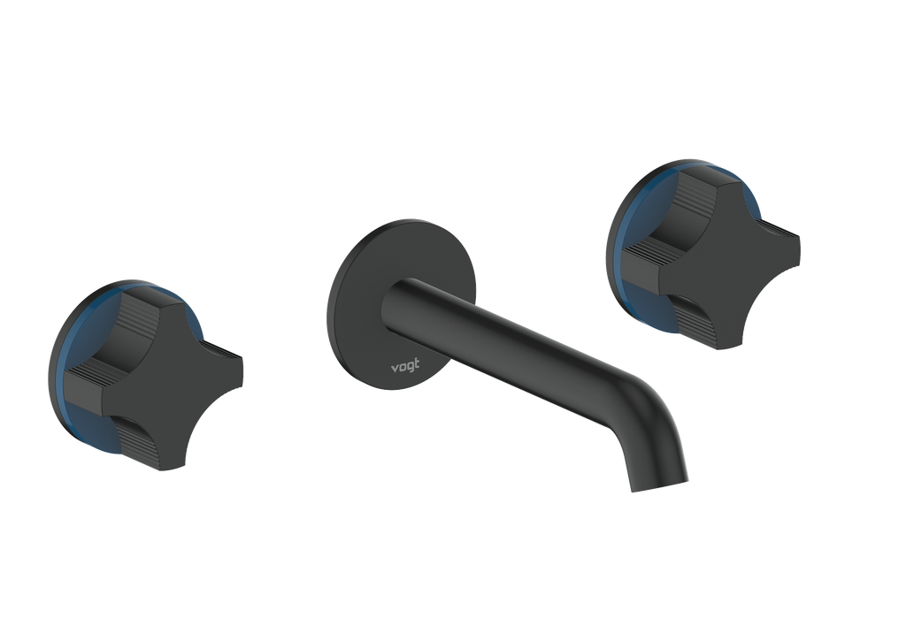 Vogt Mond 8" C.C. Wall-Mount Lavatory Faucet in Matte Black, Trim Only
