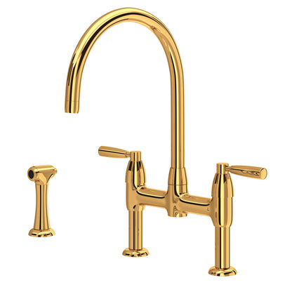 Perrin & Rowe Holborn Bridge Kitchen Faucet With C-Spout And Side Spray 1.5 GPM
