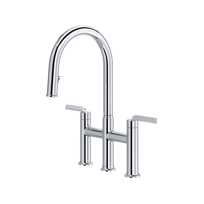 Riobel Authentica Bridge Pull-Down Kitchen Faucet With C-Spout Dual Spray 1.5 GPM