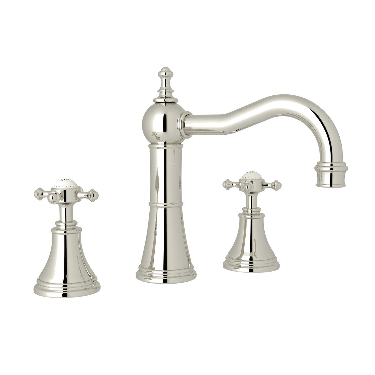 Perrin & Rowe Georgian Era Widespread Lavatory Faucet With Column Spout, With Cross Handle