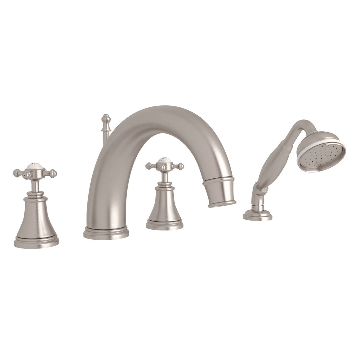 Perrin & Rowe Georgian Era 4-Hole Deck Mount Tub Filler With C-Spout Cross Handles