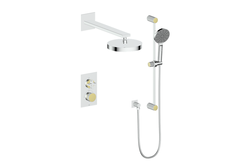 Vogt Mond 2-Way Thermostatic Shower System With Rough-In Valve, Polished Chrome