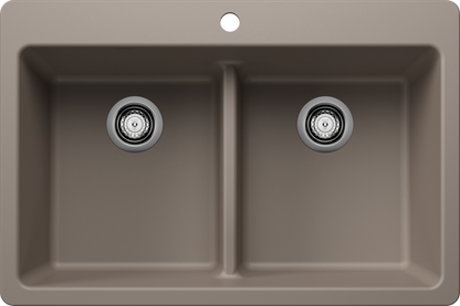 Blanco Liven Silgranit 33" 50/50 Double Bowl Dual Mount Kitchen Sink With Low Divide