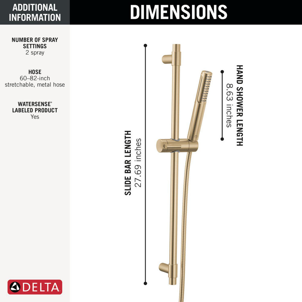 Delta 51537 Bonacci 2-Setting Hand Shower with ProClean Spray - Slide Bar Mount