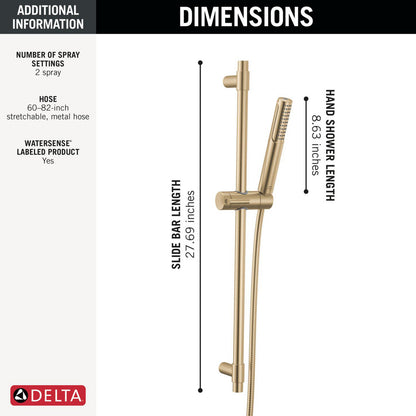 Delta 51537 Bonacci 2-Setting Hand Shower with ProClean Spray - Slide Bar Mount
