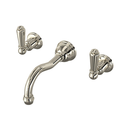 Perrin & Rowe Edwardian Wall Mount Lavatory Faucet Trim With Column Spout Lever Handle