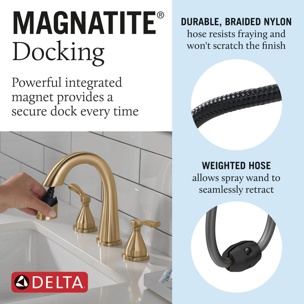 Delta Stryke Two Handle Widespread Pull Down Bathroom Faucet