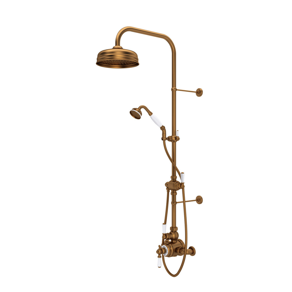 Perrin & Rowe Edwardian 3/4" Exposed Wall Mount Thermostatic Shower System, Lever Handles
