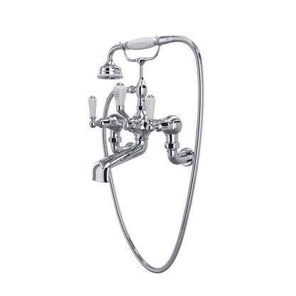 Perrin & Rowe Edwardian Exposed Wall Mount Tub Filler With Handshower, Lever Handle