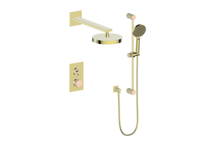 Vogt Mond 2-Way Thermostatic Shower System With Rough-In Valve, Brushed Gold