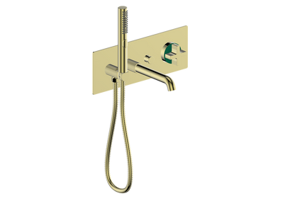 Vogt Mond Wall Mount Tub Filler Complete With Rough-In Valve In Brushed Gold