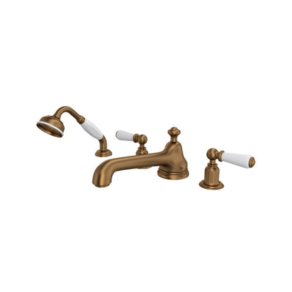 Perrin & Rowe Edwardian 4-Hole Deck Mount Tub Filler With Low Spout Lever Handle