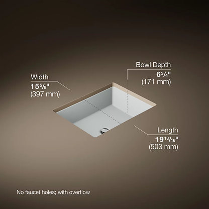 Kohler Verticyl 19-3/4" Rectangular Undermount Bathroom Sink - K-2882