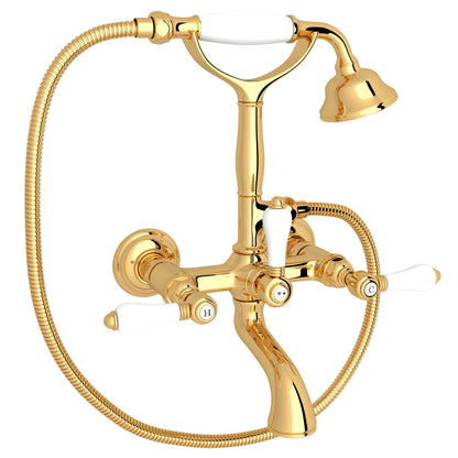 Rohl Acqui Exposed Wall Mount Tub Filler, Porcelain Lever Handles - A1401LP