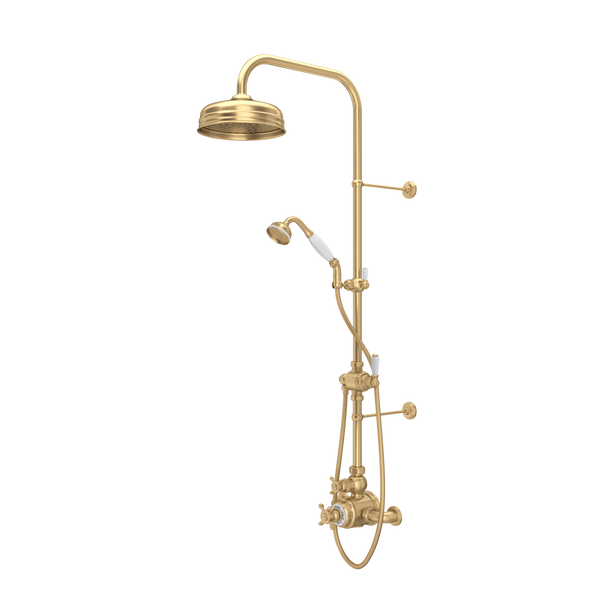 Perrin & Rowe Edwardian 3/4" Exposed Wall Mount Thermostatic Shower System, Cross Handles