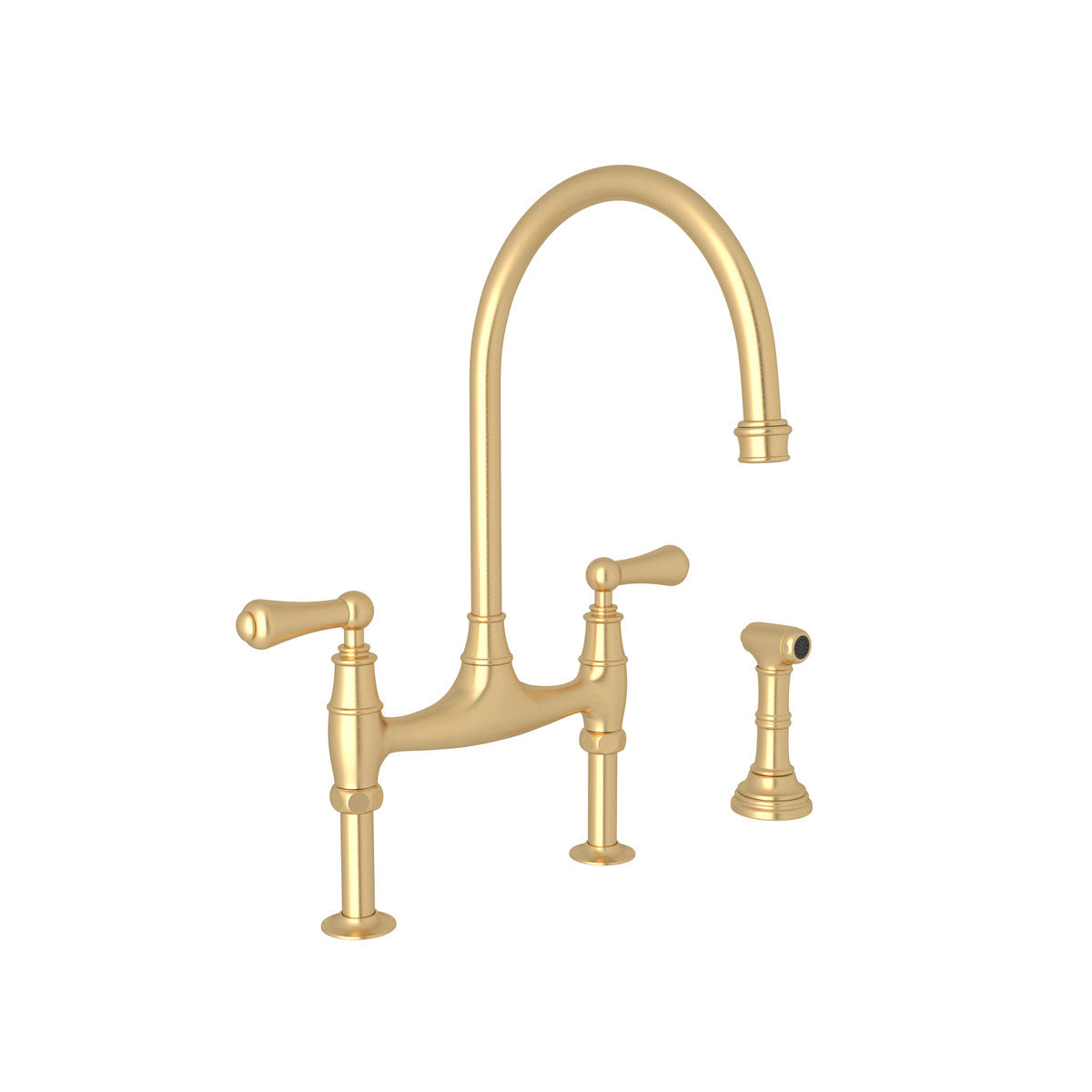 Perrin & Rowe Georgian Era Bridge Kitchen Faucet With Sidespray, Lever Handle