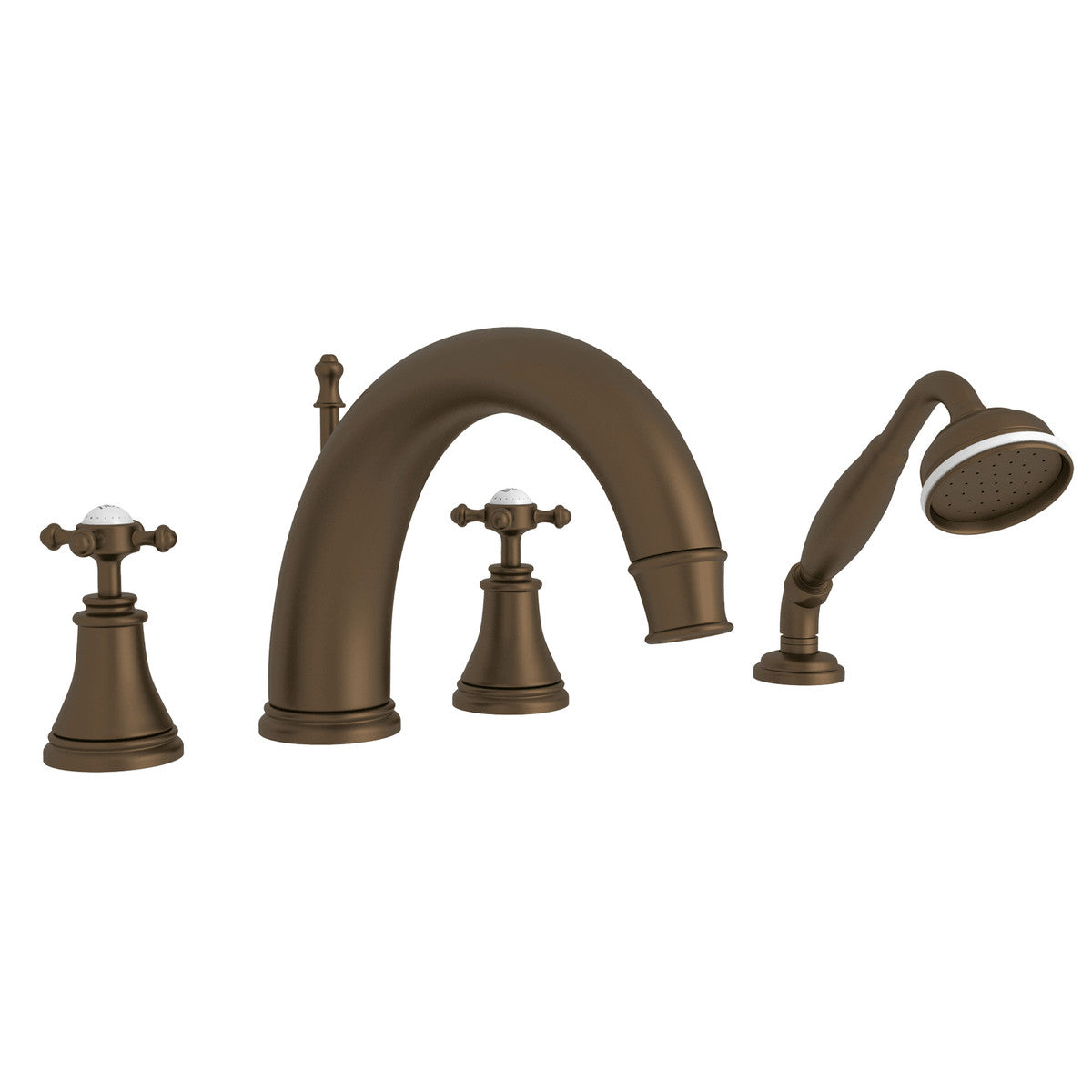 Perrin & Rowe Georgian Era 4-Hole Deck Mount Tub Filler With C-Spout Cross Handles