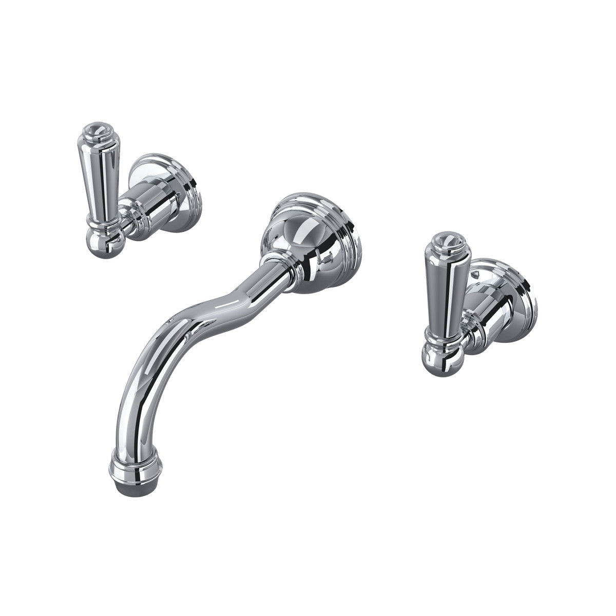 Perrin & Rowe Edwardian Wall Mount Lavatory Faucet Trim With Column Spout Lever Handle