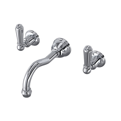 Perrin & Rowe Edwardian Wall Mount Lavatory Faucet Trim With Column Spout Lever Handle