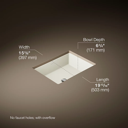 Kohler Verticyl 19-3/4" Rectangular Undermount Bathroom Sink - K-2882