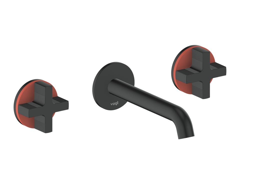 Vogt Mond 8" C.C. Wall-Mount Lavatory Faucet in Matte Black, Trim Only
