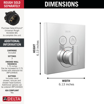 Delta SelectChoice Ara Angular Modern Push-Button Shower Trim - T37T267